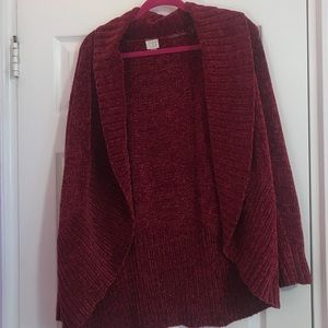 Burgundy Chenille Open-Front Cardigan🥀
